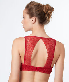 Padded demi cup bra red.