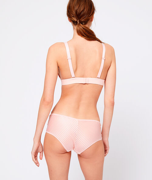 Microfibre briefs, openwork tulle powder pink.