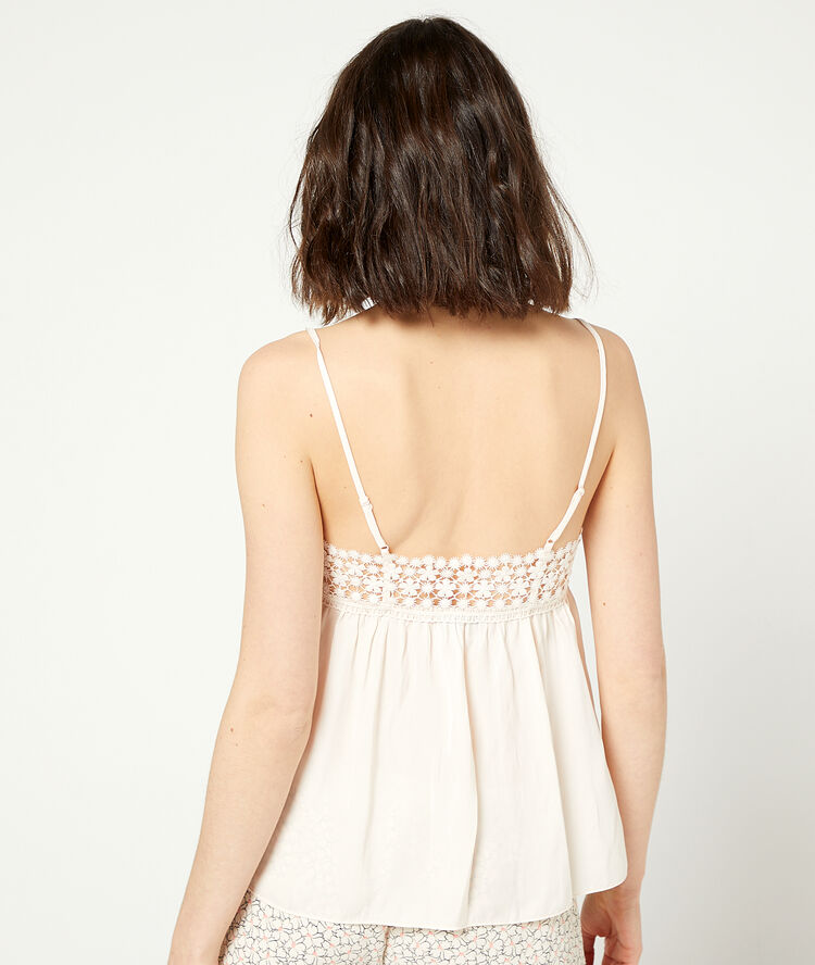 Caraco dentelle fleurie ecru.