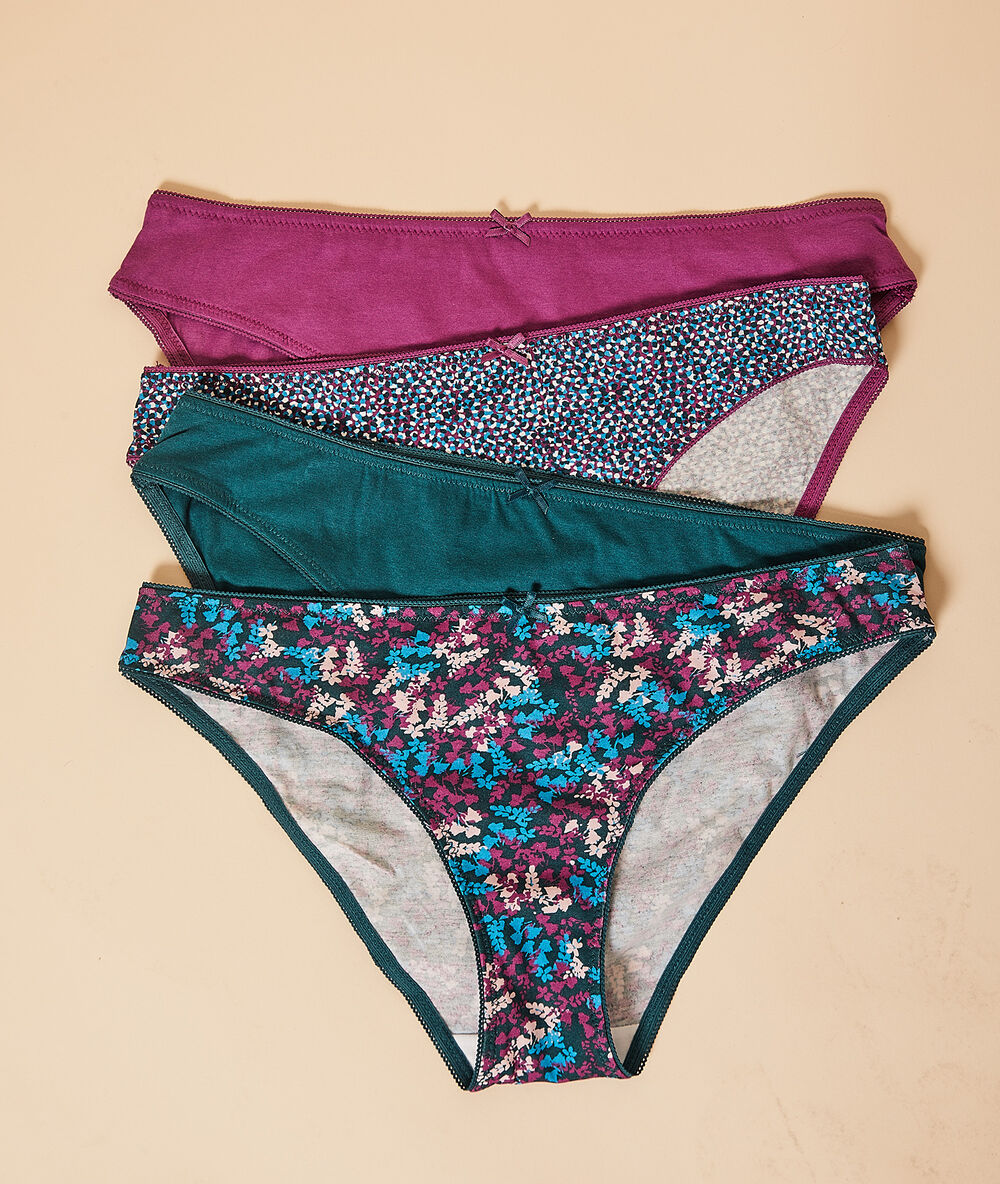 Pack of 4 printed briefs purple.