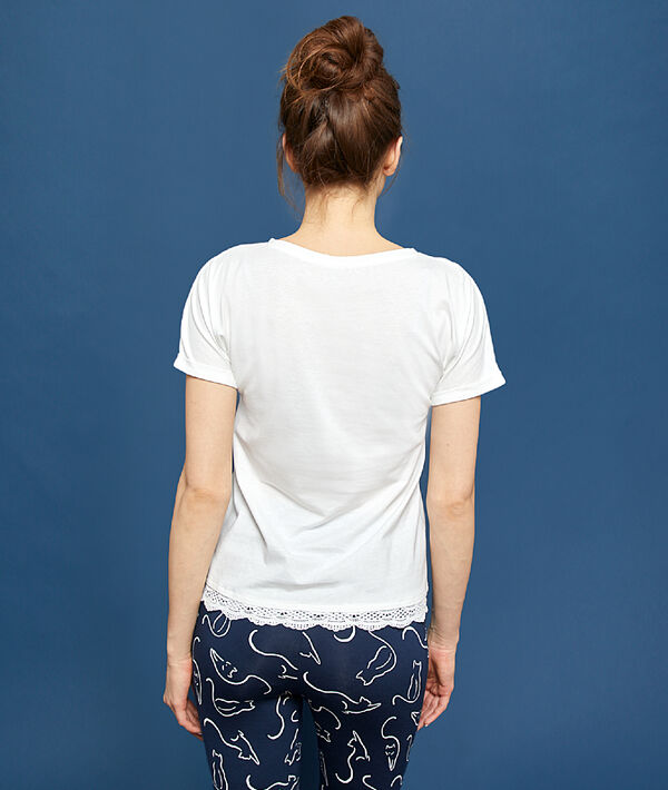 Chaton Print T Shirt Ecru Etam Chaton Print T Shirt Ecru Etam