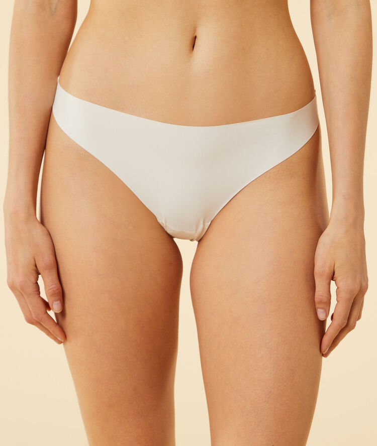 Microfibre invisible thong white.