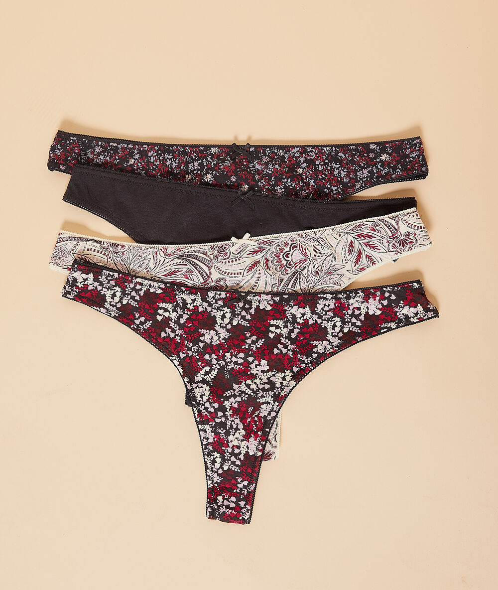 Pack of 4 printed briefs navy blue.