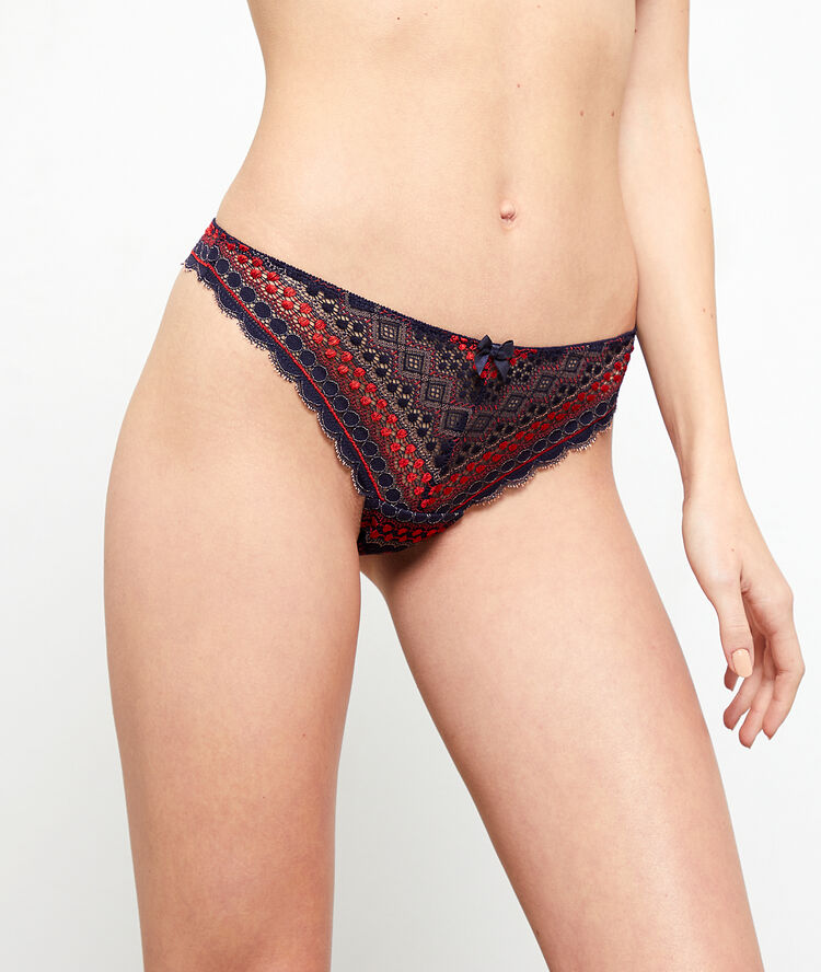 Lace tanga brief navy blue.