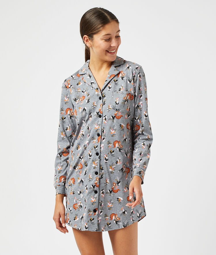 Chemise de nuit imprim&eacute;e anthracite.