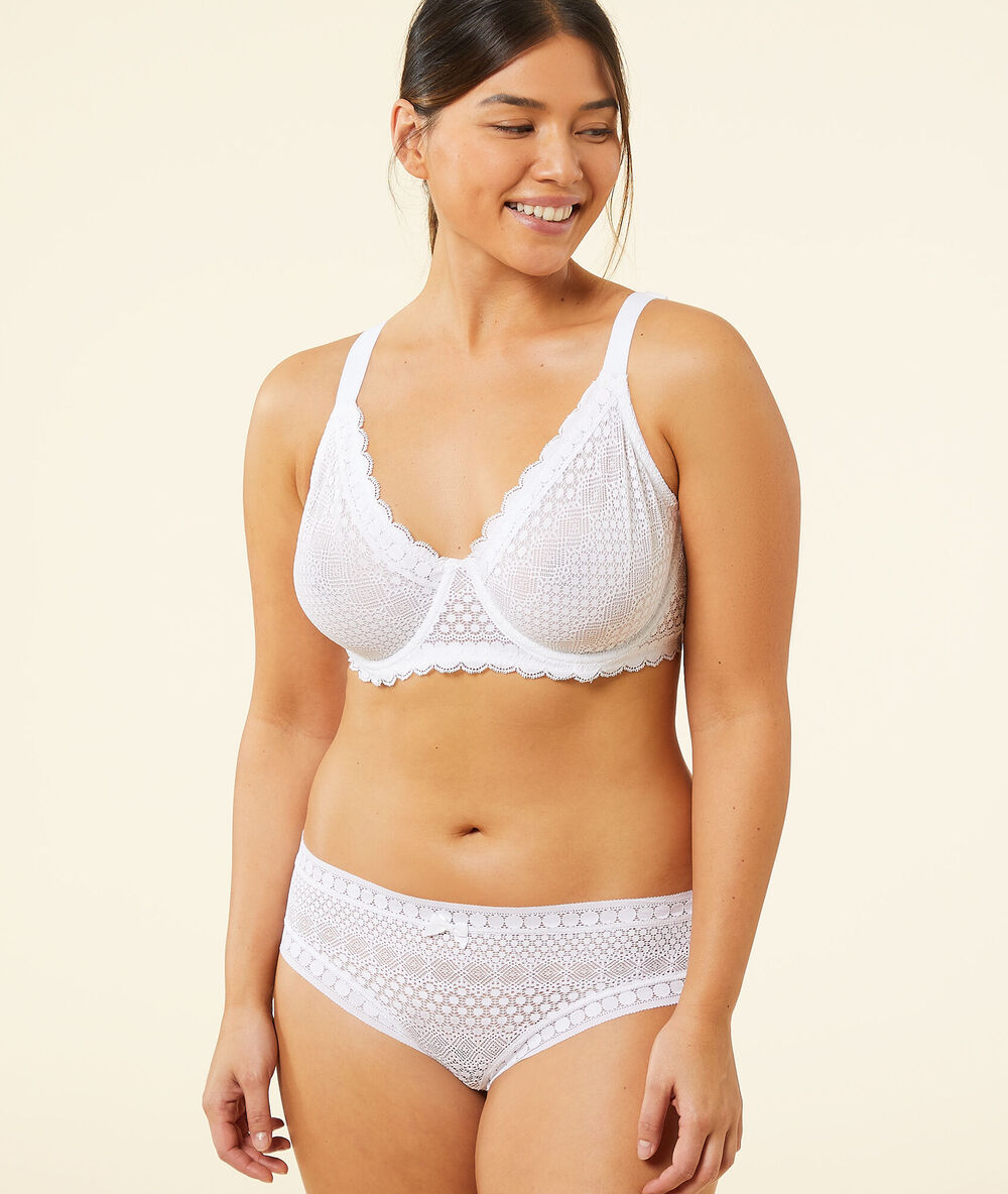 Cherie cherie effect lace basket bra -1 size white.