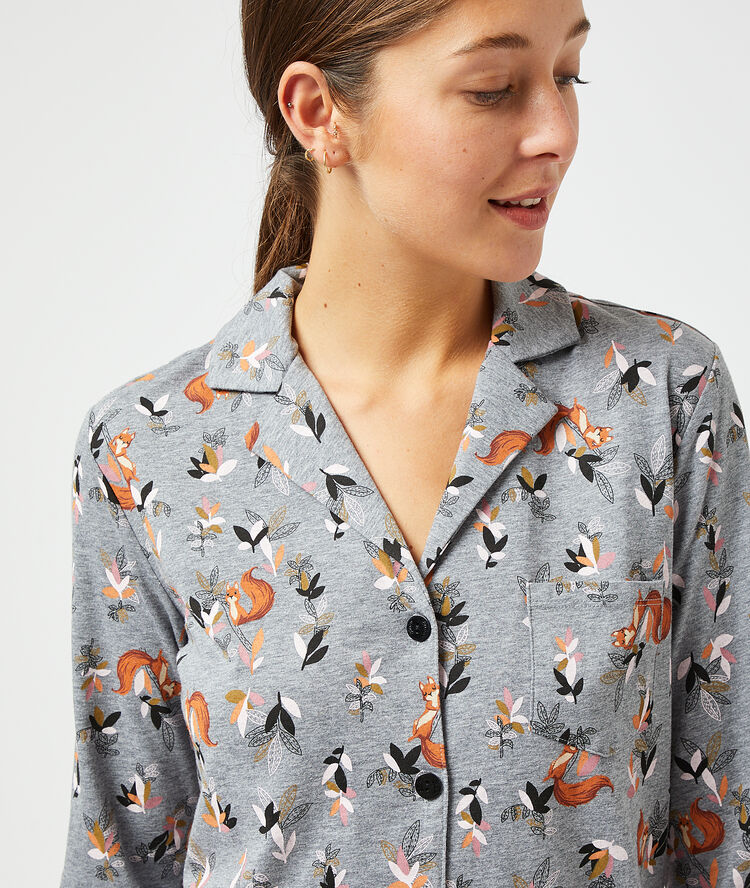 Chemise de nuit imprim&eacute;e anthracite.