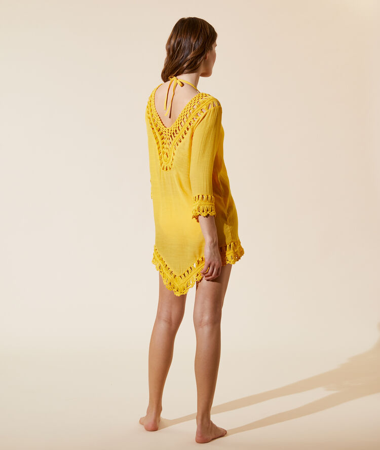 Beach cover up yellow.