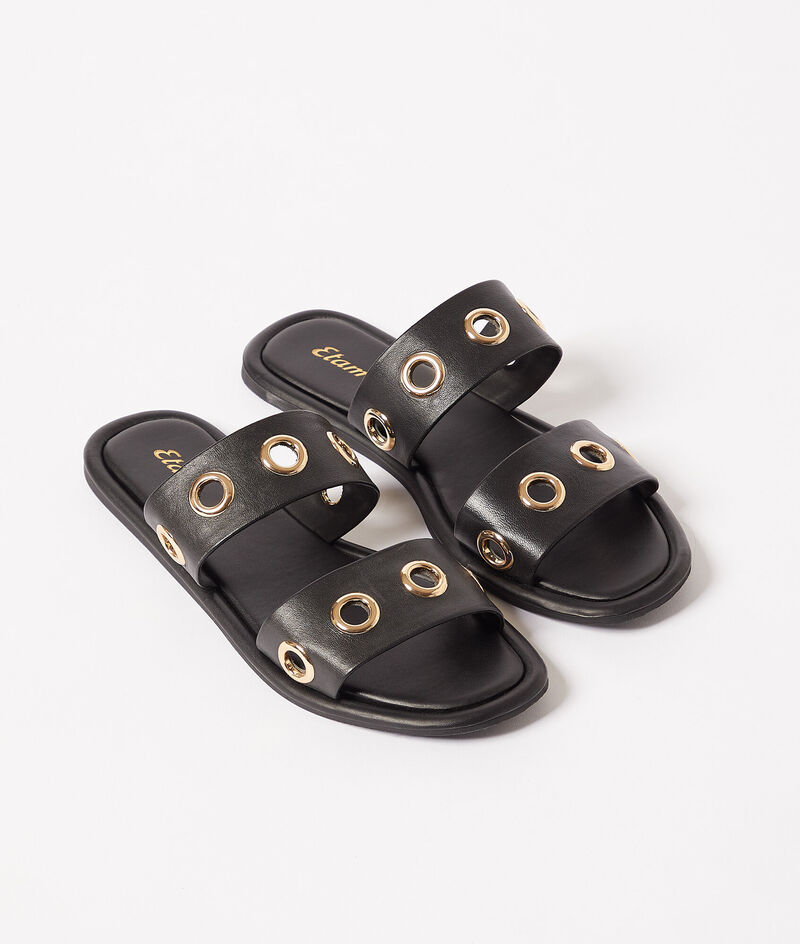 Leather Slide Sandals;${refinementColor}