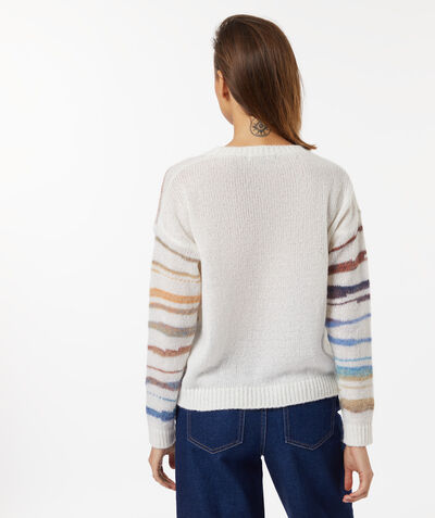 Pull col rond à rayures;${refinementColor}