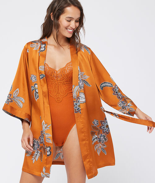 Satin kimono mustard.