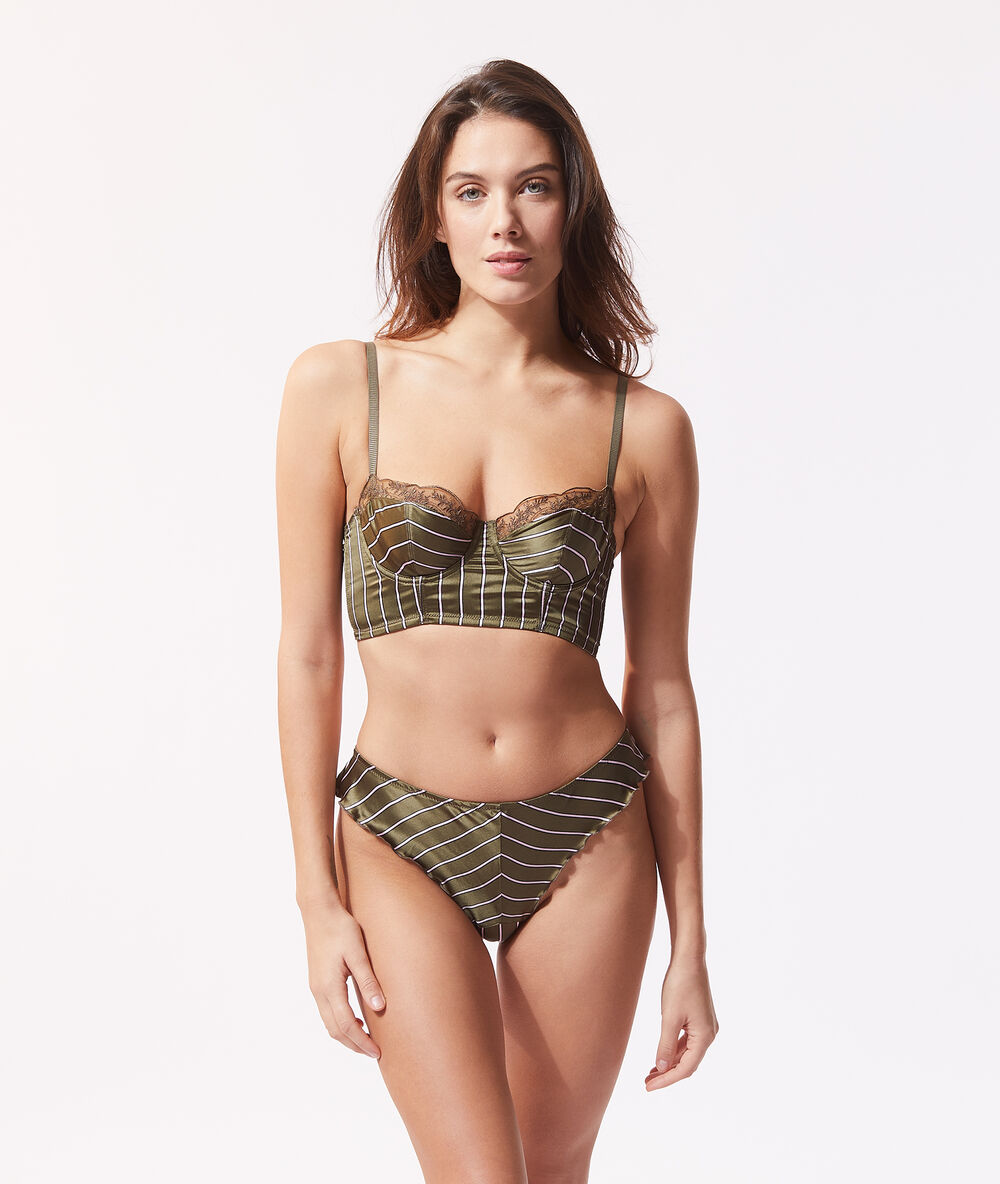 Sujetador sin relleno con corpi&ntilde;o de seda. copa a-c caqui.