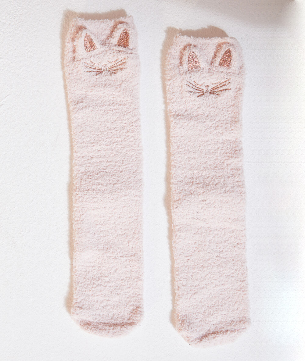 Loungewear flannelette socks  pink.