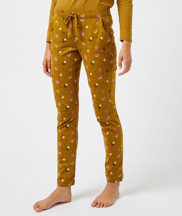 Pantalon imprim&eacute; anis.