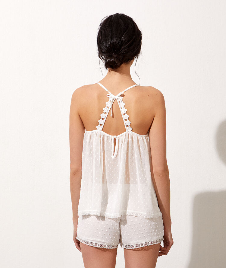 Dobby mesh top  off white.