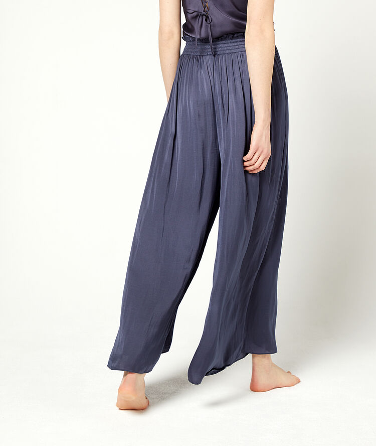 Pantalon ample ceinture smock&eacute;e ancre.