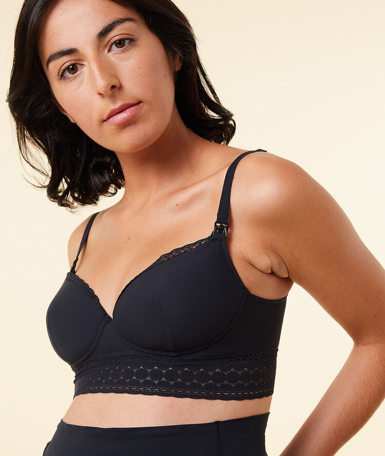 Light padded bra, breastfeeding pads black.
