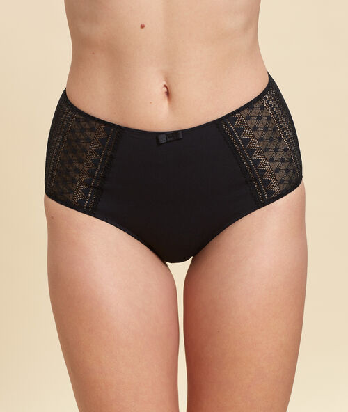 Micro lace high waisted briefs black.
