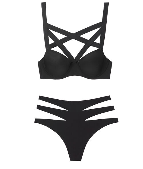 Sexy bonding - balconnette bra noir.