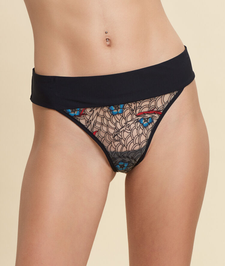 Printed thong  black.