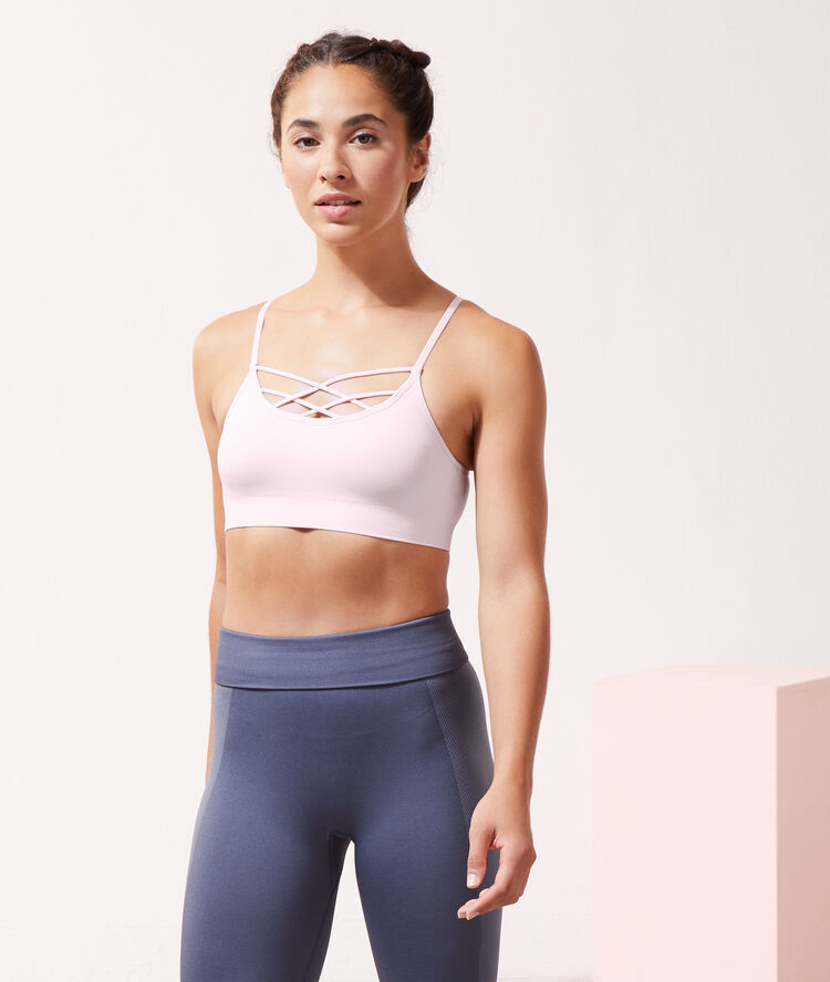 Brassi&egrave;re de yoga - maintien m&eacute;dium rose poudre.