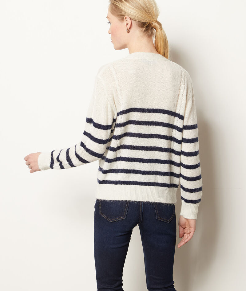 Striped knit cardigan;${refinementColor}