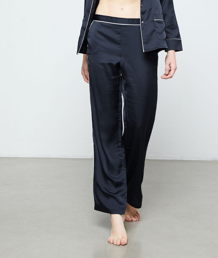 Satin pyjama trousers black.