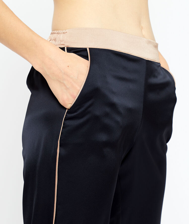 Satin trousers black.