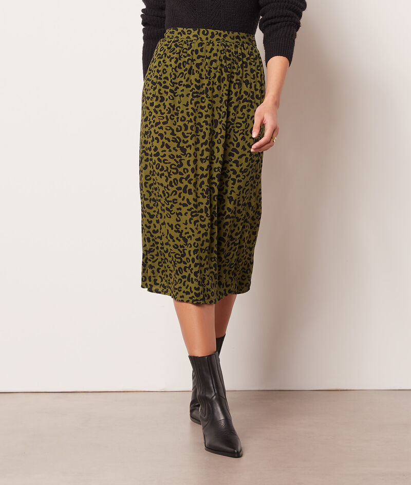 Long leopard print skirt;${refinementColor}