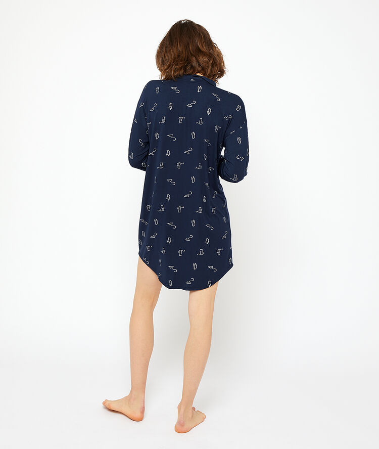 Cat print nightgown navy.