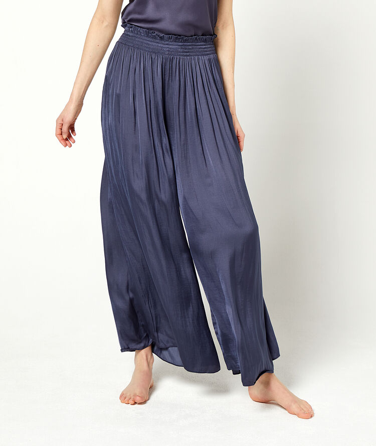Pantalon ample ceinture smock&eacute;e ancre.
