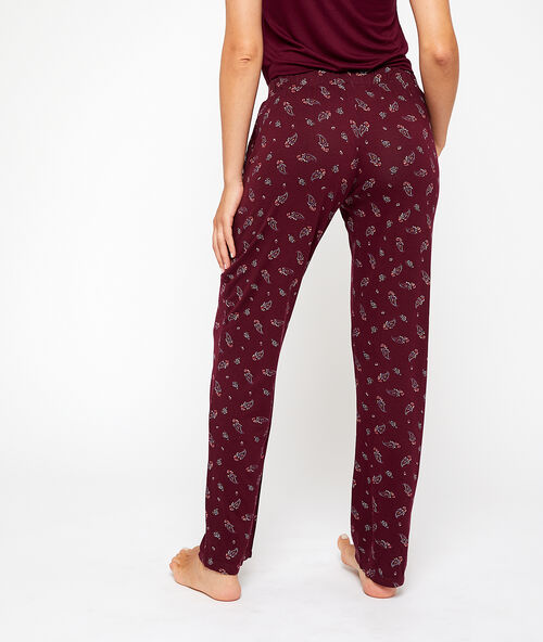 Pyjama 3 pièces bordeaux grenat.