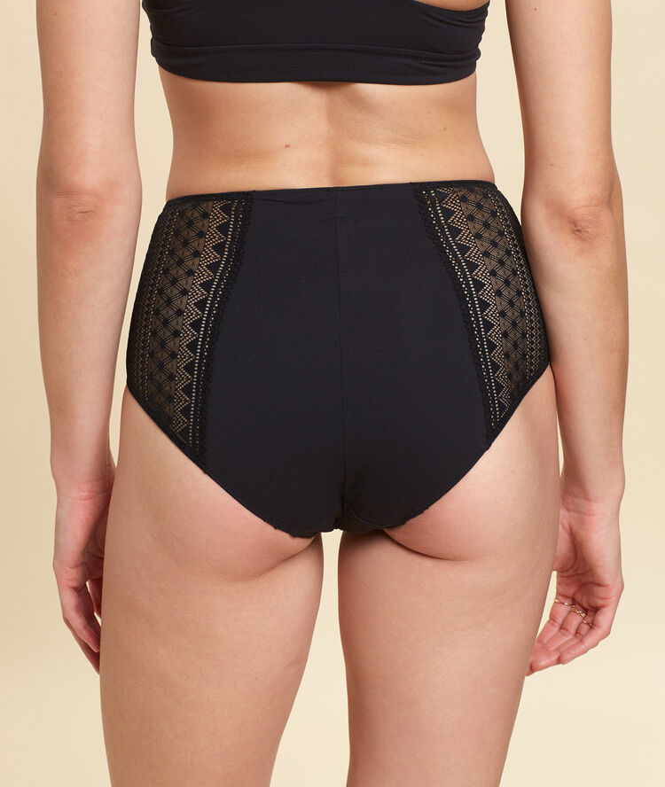 Micro lace high waisted briefs black.