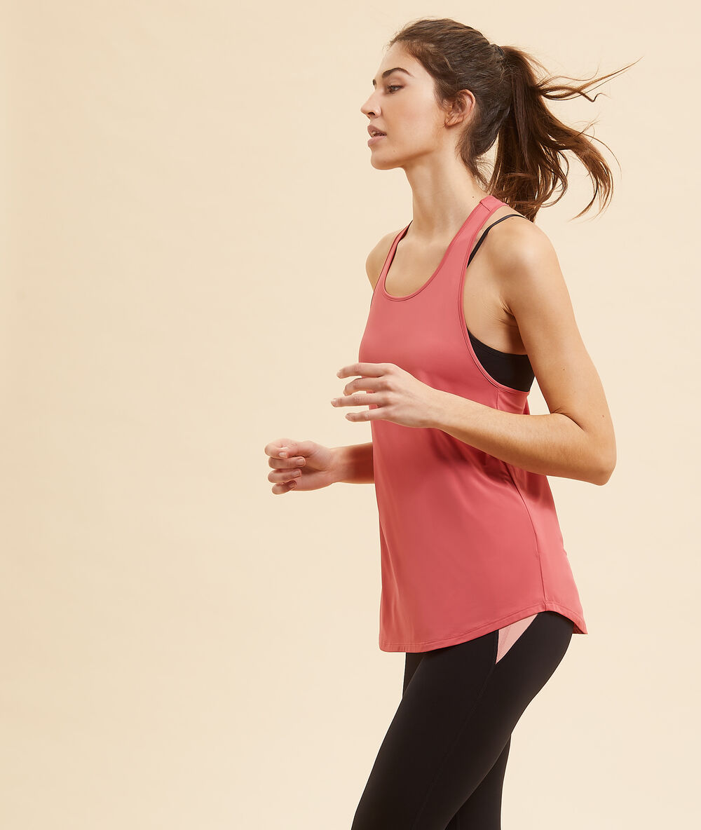 Cross back tank top pomegranate.
