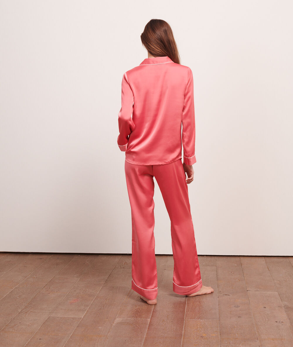 Satiny men pyjamas shirt coral.