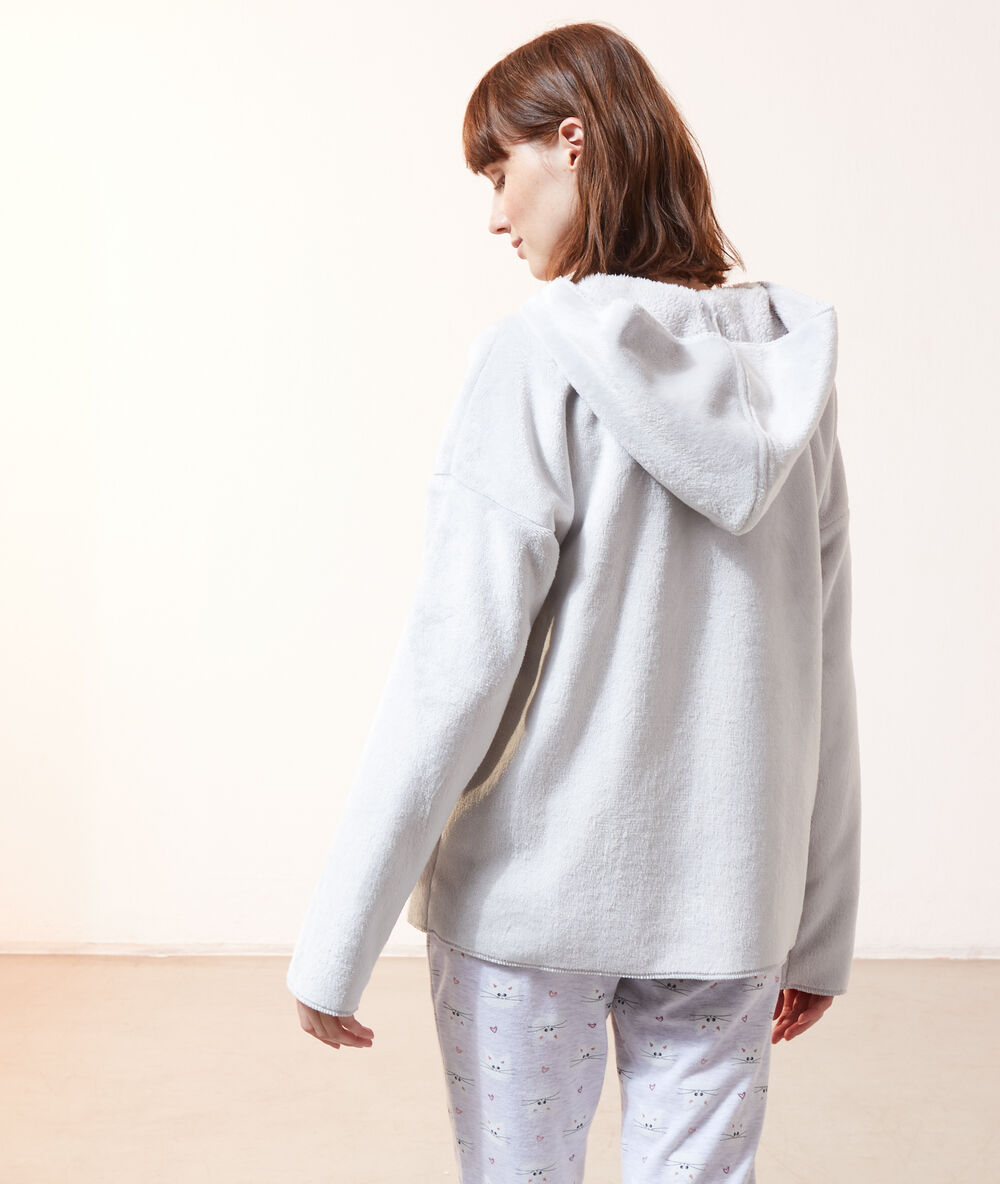 Hooded fleece cardigan grey.