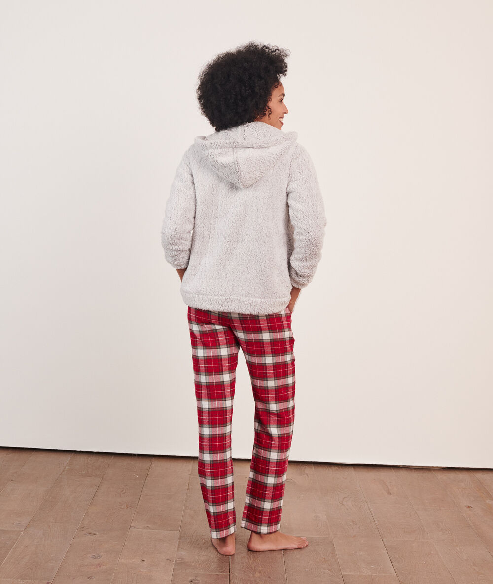 Cosy' 3 piece pyjama, fleece cardigan grey.