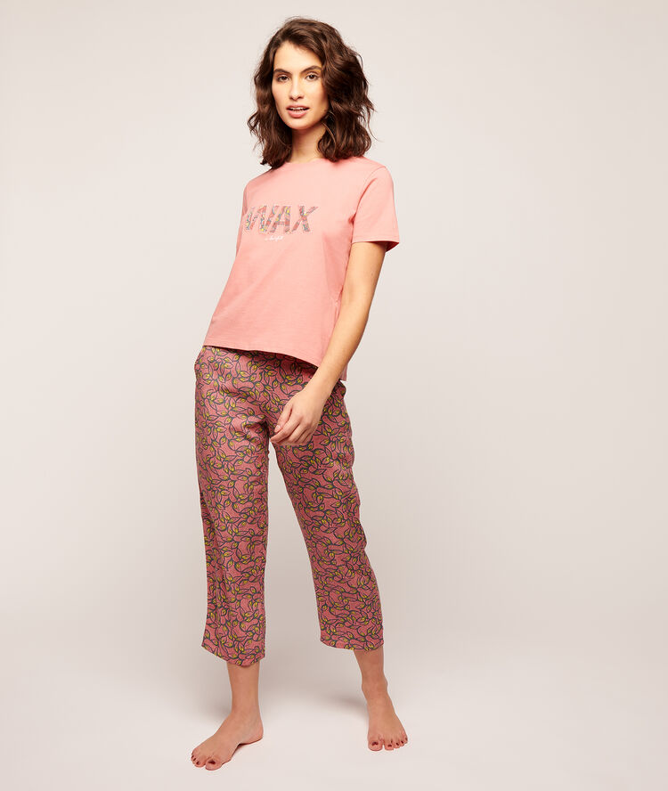 Printed crop trousers pink.