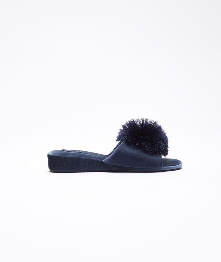 Mules slippers with pompons blue.
