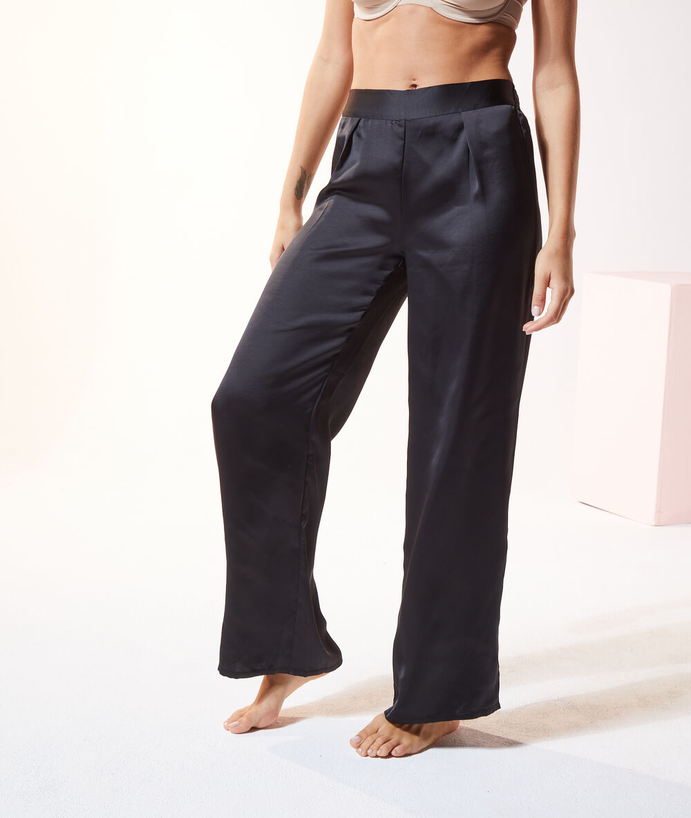 Satin trousers black.