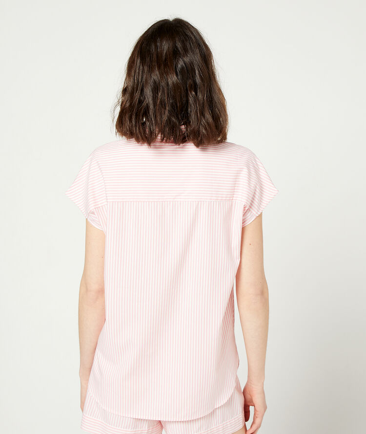 Pyjama shirt in stripes pink.