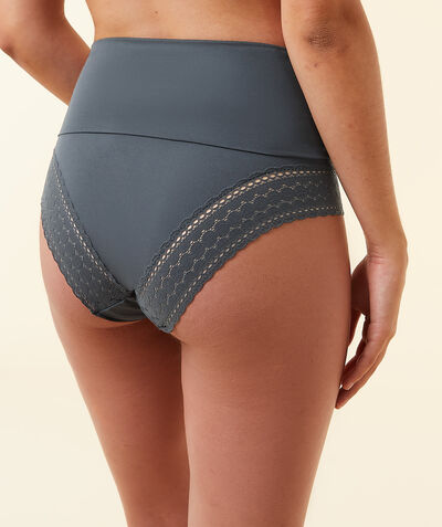Microfiber high waist bikini with folding belt;${refinementColor}
