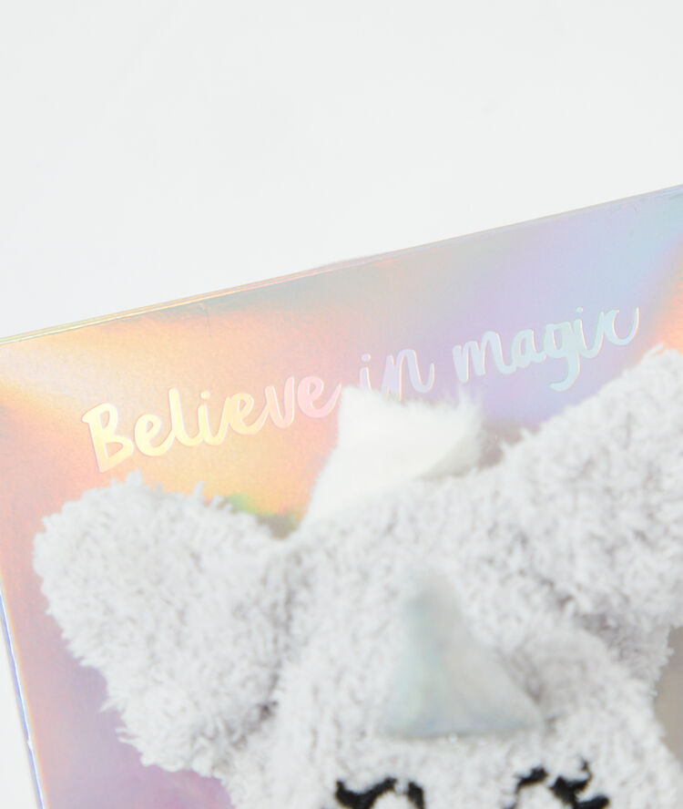 Chaussette cocooning licorne gris.