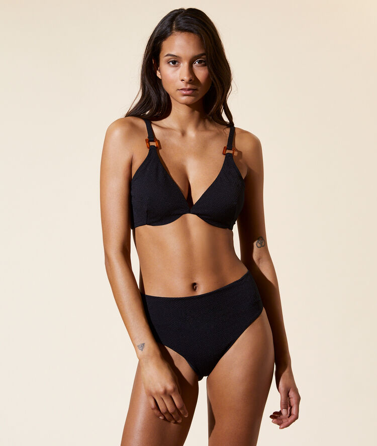 Non-padded bikini top black.