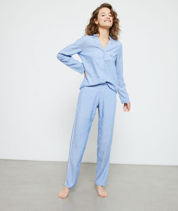 Striped trousers blue.