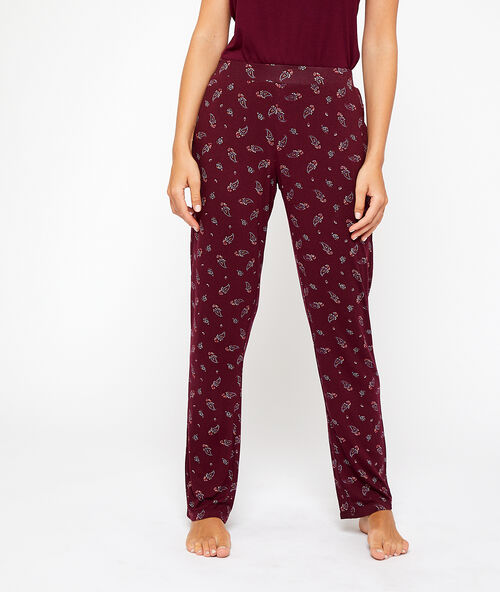 Pyjama 3 pièces bordeaux grenat.