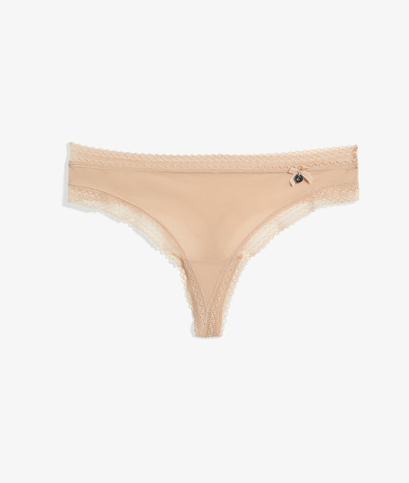 Microfiber Thong With Lace Details;${refinementColor}