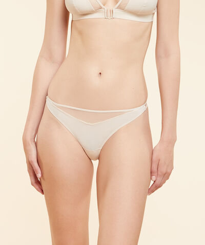 Dual-material tanga with tulle details;${refinementColor}