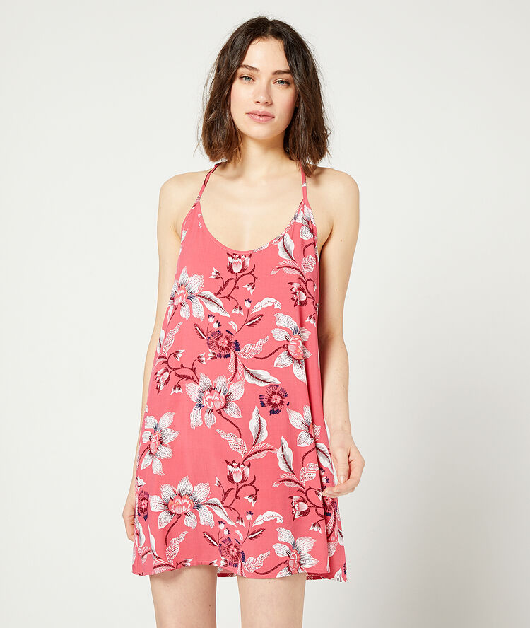 Floral print nightie coral.