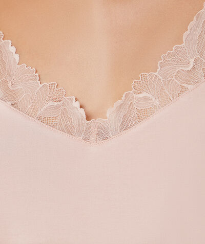 Satin camisole with lace details;${refinementColor}